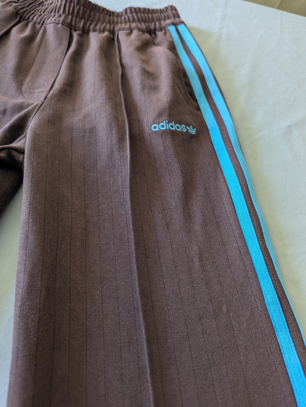 Adidas Originals Tailored Track Pants In Auburn With Blue Stripes - Picture 8 of 14